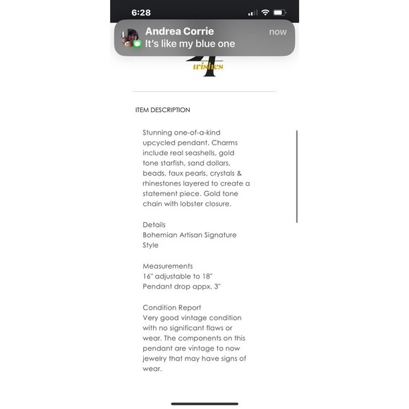 Copper Blue Beach Seashell Starfish Dangle Charms Bib Necklace - Picture 6 of 14